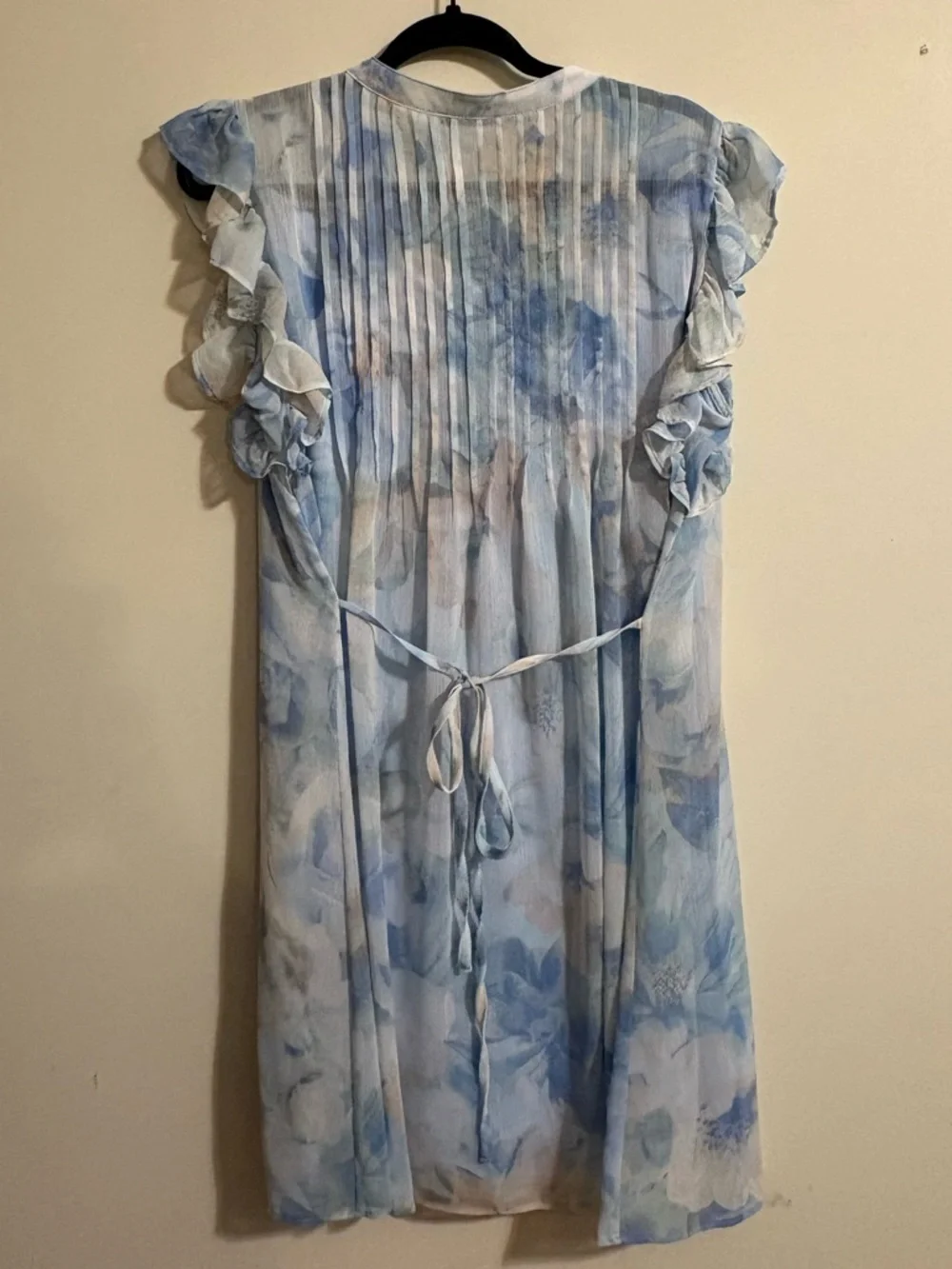 Calvin‎ Klein Women's Sheer Flutter-Sleeve Shift Dress SZ 12 Serene Multi floral